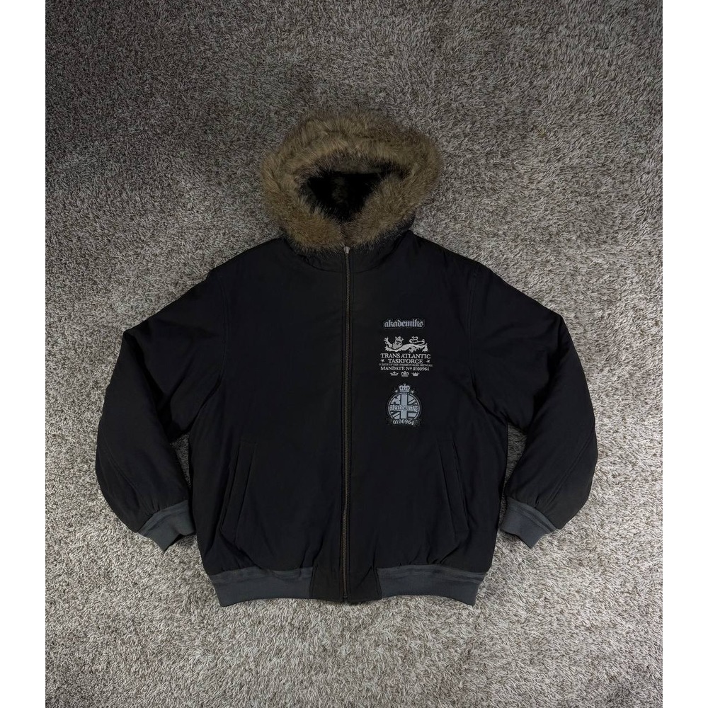 Rare Vintage Y2K Akademiks Reversible Fur Hooded Jacket Hip Hop Streetwear XL